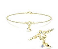 Flower and little leaf with CZ Bracelet BRS-173-GP